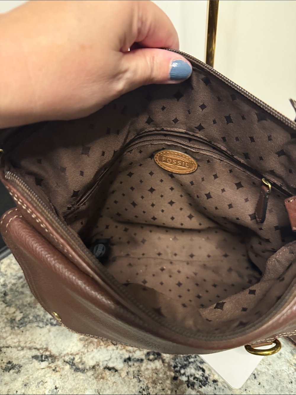Fossil Brown Leather Crossbody Bag - Picture 10 of 10